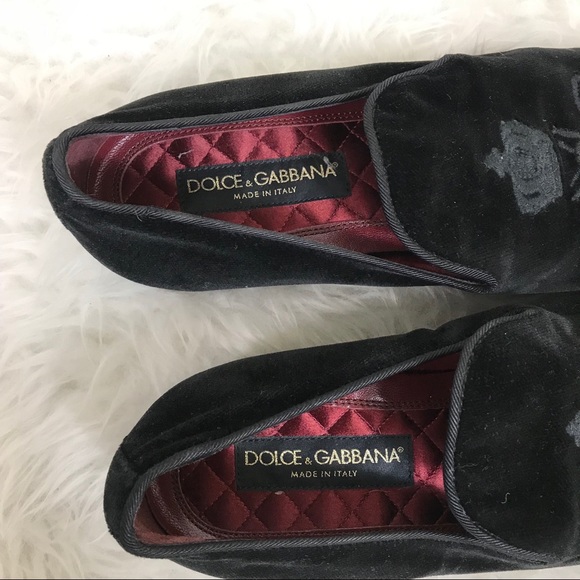 Dolce & Gabbana Men's Embroidered Velvet Slippers - Picture 3 of 8